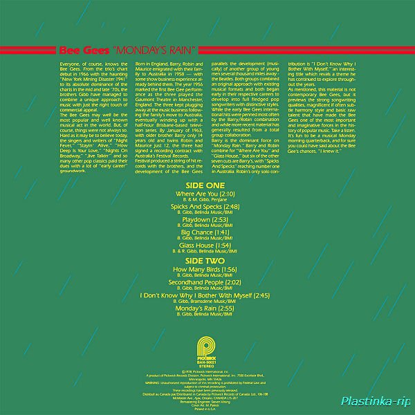 Bee Gees - Monday's Rain 1978