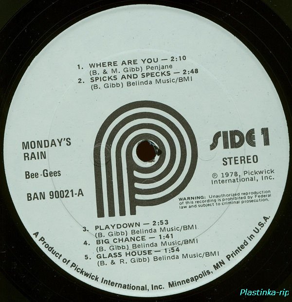Bee Gees - Monday's Rain 1978