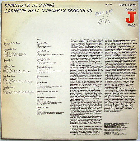 SPIRITUALS TO SWING CARNEGIE HALL CONCERTS 1938-39