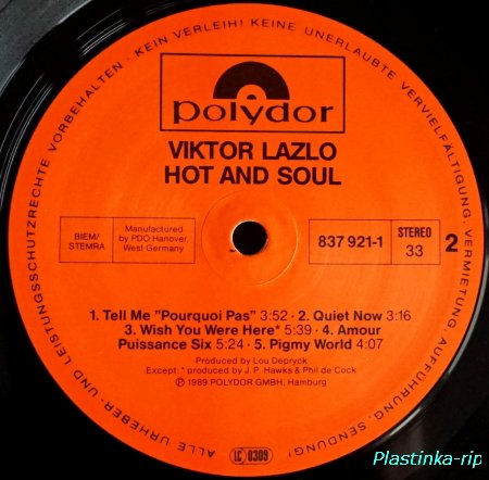Viktor Lazlo &#8206; Hot And Soul 1989