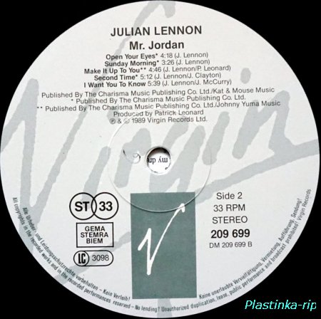 Julian Lennon &#8206; Mr. Jordan 1989