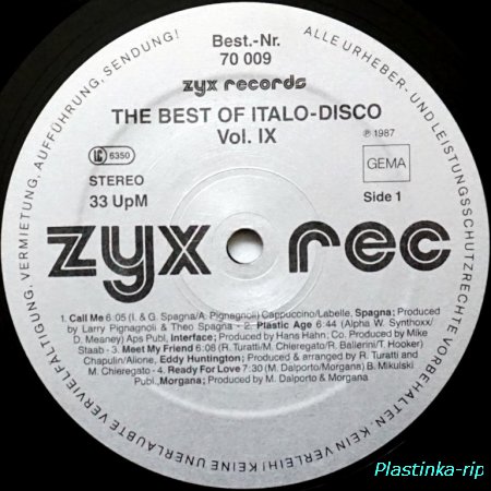 Various &#8206;– The Best Of Italo-Disco Vol. 9 (1987)