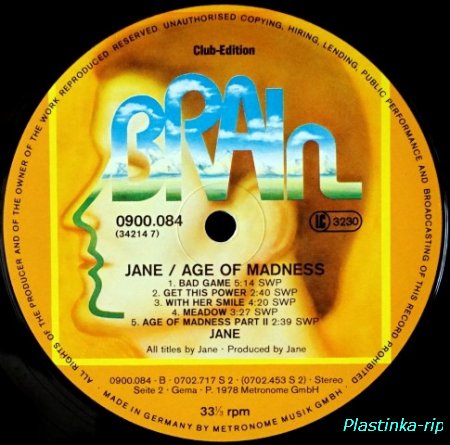 Jane &#8206; Age Of Madness  1978