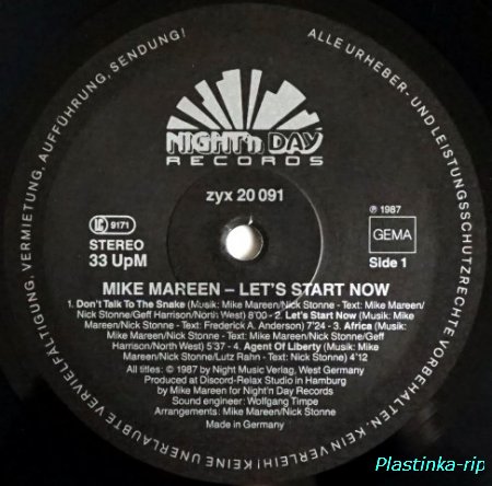 Mike Mareen &#8206; Let's Start Now 1987