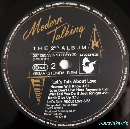 Modern Talking &#8206; Let's Talk About Love (The 2nd Album)