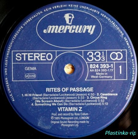 Vitamin Z &#8206; Rites Of Passage    1985
