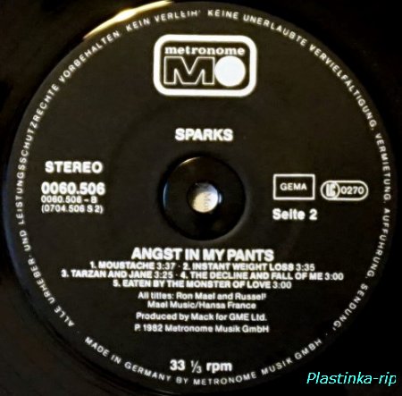Sparks &#8206; Angst In My Pants   1982
