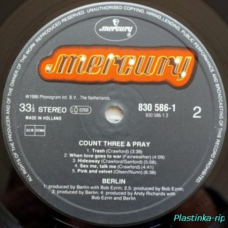 Berlin &#8206;– Count Three & Pray   1986
