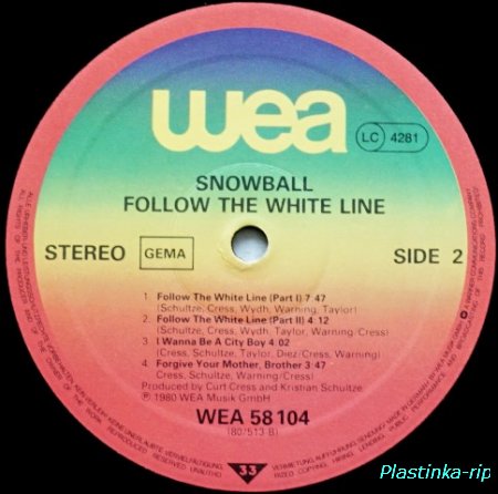 Snowball &#8206; Follow The White Line   1980