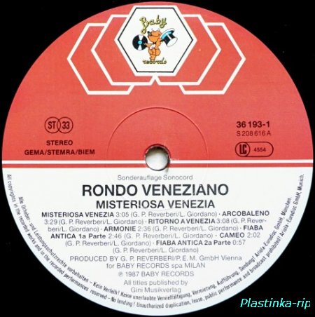 Rondo Veneziano &#8206;– Misteriosa Venezia   1987