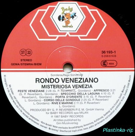 Rondo Veneziano &#8206;– Misteriosa Venezia   1987
