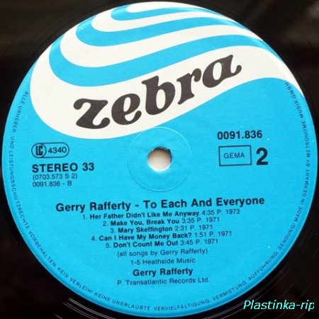Gerry Rafferty  -  to each and everyone   1980