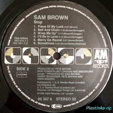 Sam Brown &#8206; Stop!    1988