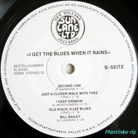 Sun Lane Ltd. New Orleans Jazzband &#8206;– I Get The Blues When It Rains   1983