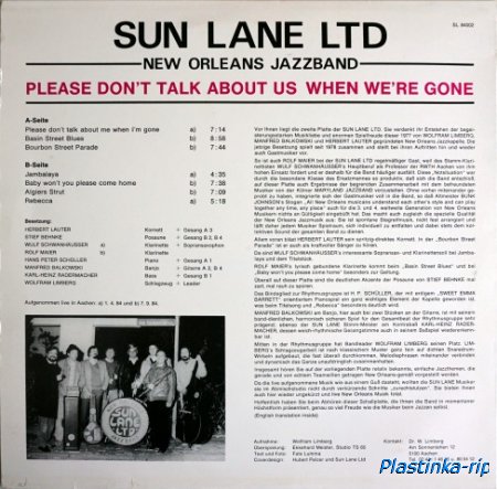 Sun Lane Ltd. New Orleans Jazzband &#8206; Please Don&#180;t Talk About Us When We&#180;re Gone