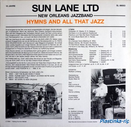 Sun Lane Ltd. New Orleans Jazzband &#8206; Hymns And All That Jazz