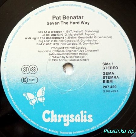Pat Benatar &#8206; Seven The Hard Way   1985