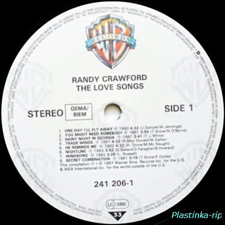 Randy Crawford &#8206;– The Love Songs    1987