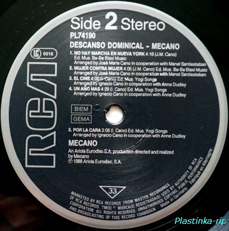 Mecano &#8206; Descanso Dominical     1988
