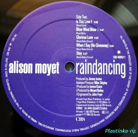 Alison Moyet &#8206; Raindancing        1987