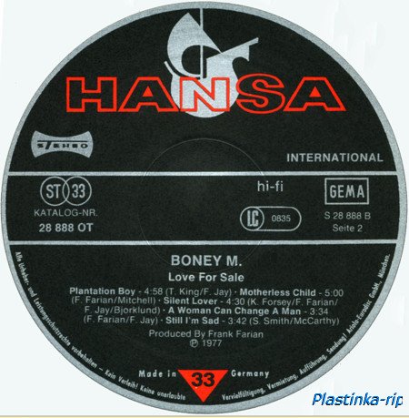 Boney M. -  Love For Sale (1977), Nightflight To Venus (1978)