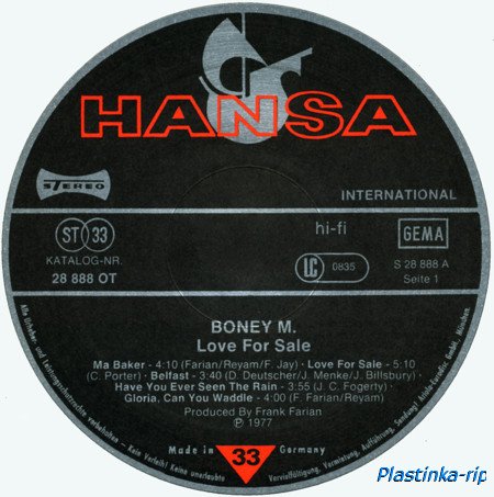 Boney M. -  Love For Sale (1977), Nightflight To Venus (1978)