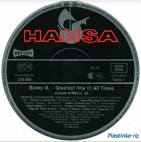 Boney M -  Eye Dance 1985, The Best Of 10 Years 1986, Greatest Hits Of All Times Remix 1989, 6 Singles 1978-80