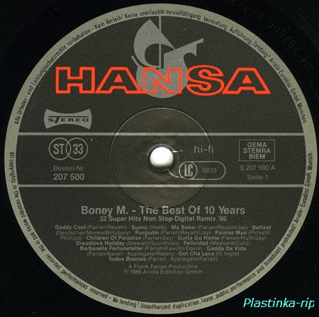 Boney M -  Eye Dance 1985, The Best Of 10 Years 1986, Greatest Hits Of All Times Remix 1989, 6 Singles 1978-80