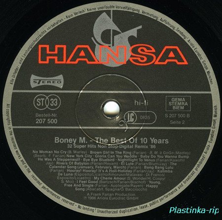 Boney M -  Eye Dance 1985, The Best Of 10 Years 1986, Greatest Hits Of All Times Remix 1989, 6 Singles 1978-80