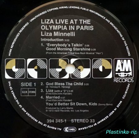 Liza Minnelli &#8206;– Live At The Olympia In Paris        1972
