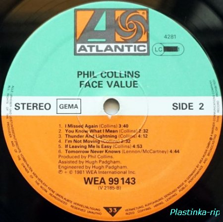 Phil Collins &#8206;– Face Value        1981