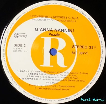 Gianna Nannini &#8206;– Puzzle          1984