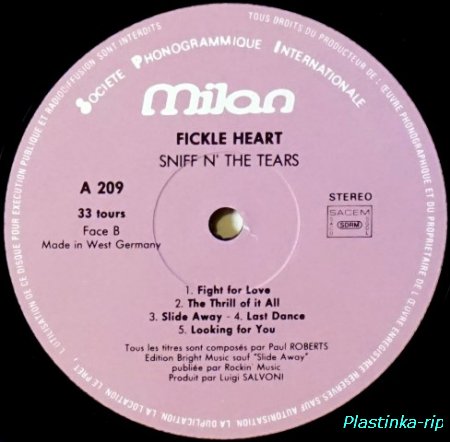Sniff 'n' the Tears &#8206;– Fickle Heart          1978