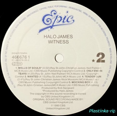 Halo James &#8206; Witness           1990