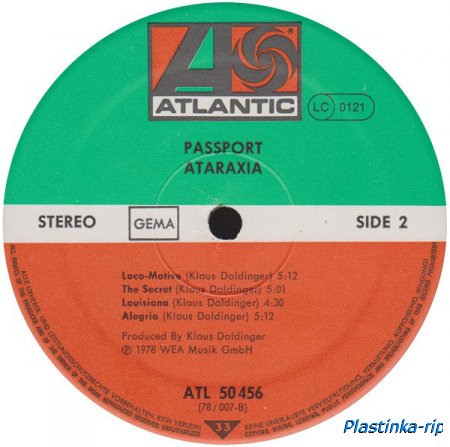 PASSPORT - 1978 - Ataraxia. ATL 50456