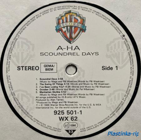 a-ha - Scoundrel Days 1986