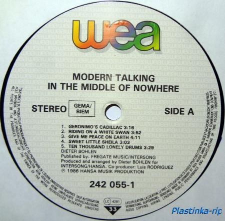Modern Talking - In The Middle Of Nowhere - The 4th Album  1986