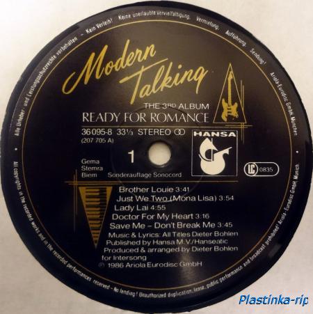Modern Talking &#8206;– Ready For Romance - The 3rd Album 1986