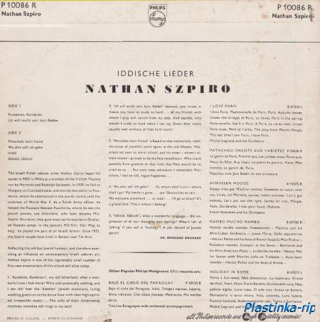Nathan Szpiro &#8206;– Iddische Lieder [Vinyl, LP, 10", Mono - Rip]